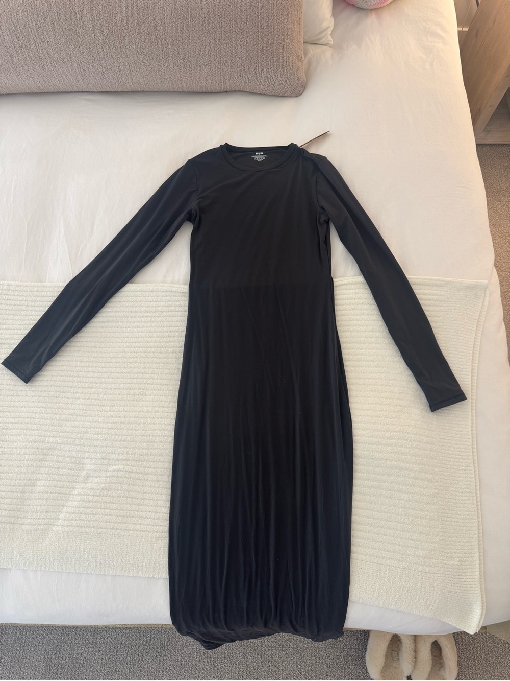 SKIMS Black Long Sleeve Maxi Dress
